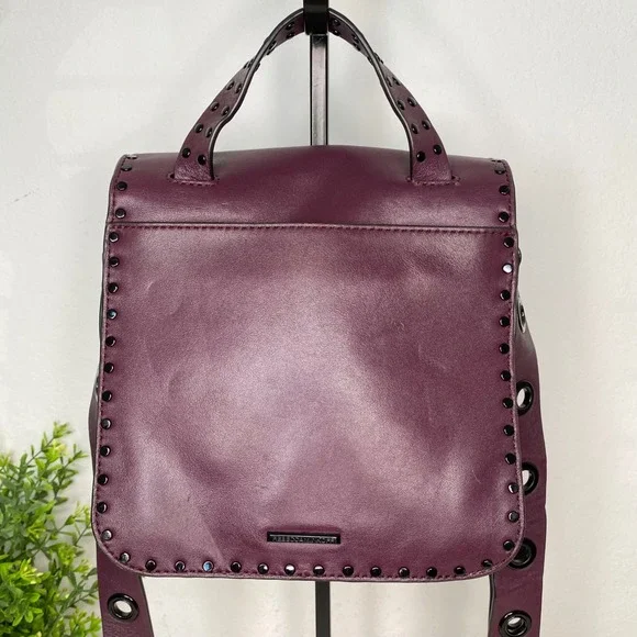 Rebecca Minkoff Midnighter Large Leather Messenger Bag in Eggplant and Black - Picture 2 of 12